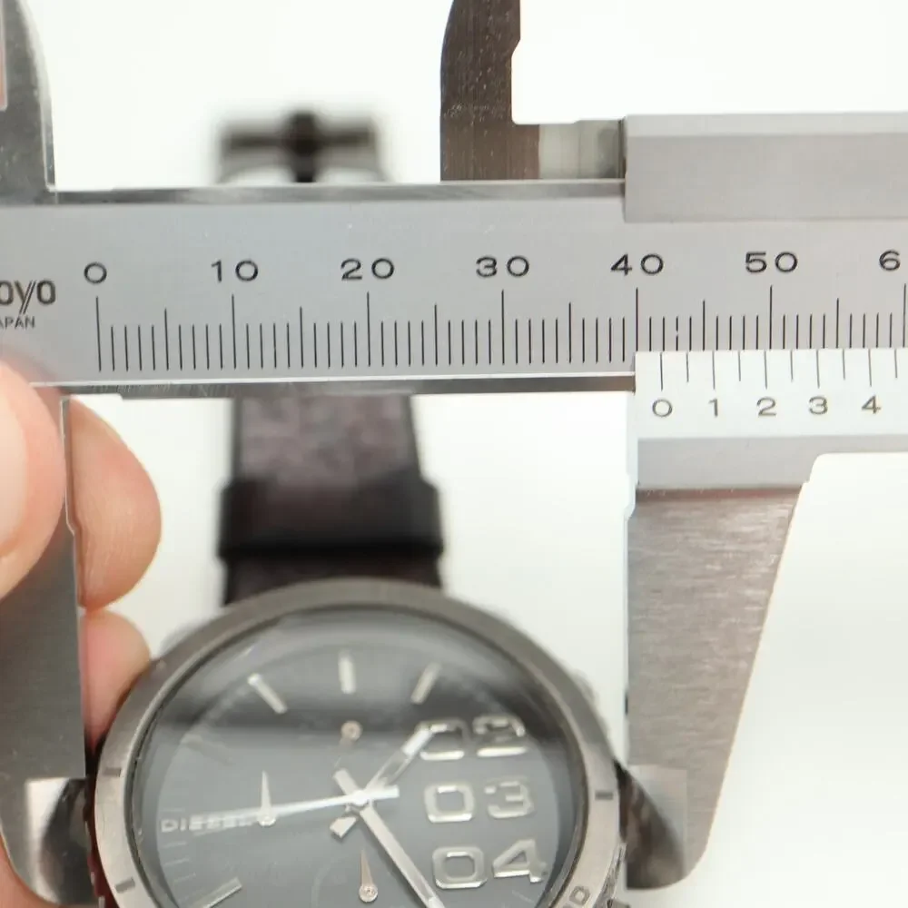 Diesel Mens Gunmetal 42mm Chronograph Watch Leather Strap DZ5329 w New Battery